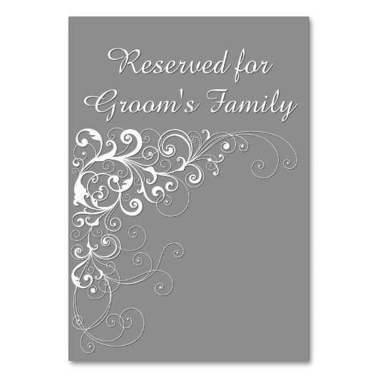 Elégant Gris Réservé Mariage Carte Table (Dos)
