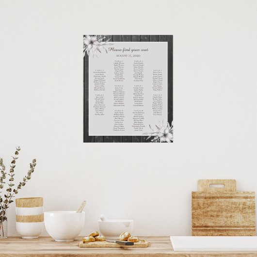 Elégant gris rustique. Poster de la carte de siège (Cuisine)