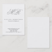 Élégant Gris Script Monogramme Carte de visite pro (Devant / Derrière)