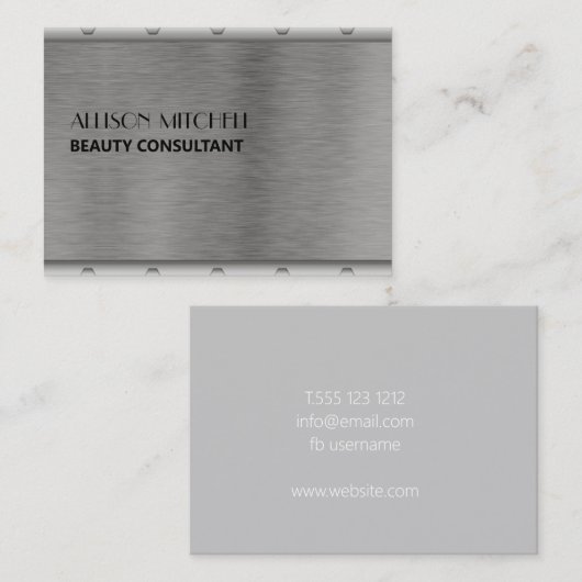 Élégant gris simple mini carte de visite (Devant / Derrière)