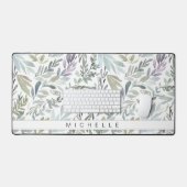 Élégant gris vert clair feuilles aquarelle (Clavier et souris)