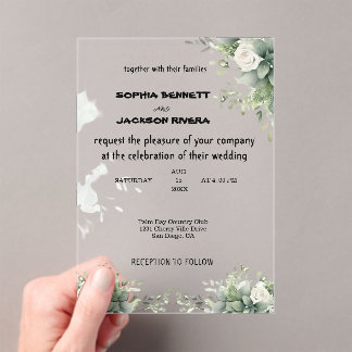 Elegant groen Acryl bruiloft uitnodiging Acryl Uitnodigingen