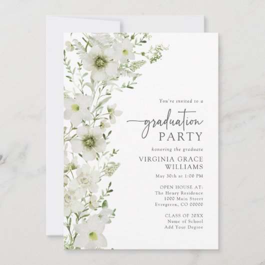 Elegant groen afstudeerfeest kaart (Voorkant)