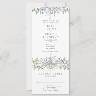 Elegant Groen Alles in Eén Trouwfeest Kaart