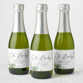 Elegant groen Baby shower mini mousserende wijn L Sparkling Wijnetiket