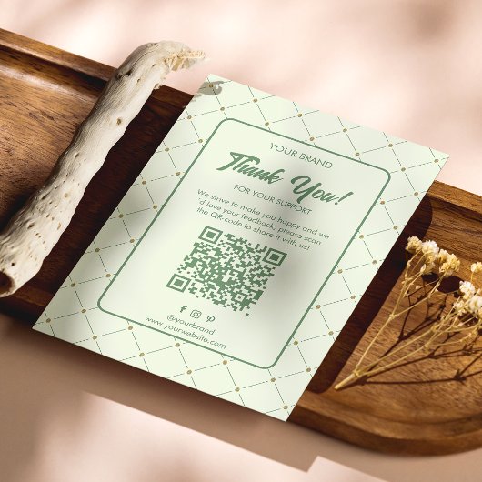 Elegant Groen Bedrijf Dank u Kaart met QR-code