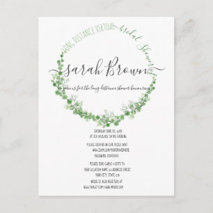 ELEGANT GROEN & BEIGE LOOF BRUIDELIJKE DOOP BRIEFKAART