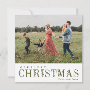 Elegant groen belettering kerst olijf Foto Feestdagenkaart