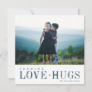 Elegant groen belettering liefde knuffels blauw feestdagenkaart