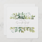 Elegant groen Bewaar de datum bruiloft uitnodiging (Voorkant / Achterkant)