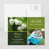 Elegant Groen Bewaar de datum Foto briefkaarten (Voorkant / Achterkant)