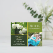 Elegant Groen Bewaar de datum Foto briefkaarten (Staand voorkant)