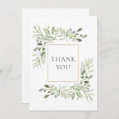 Elegant groen blad bedankkaart (Voorkant / Achterkant)
