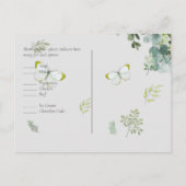 Elegant groen blad bruiloft RSVP Briefkaart (Achterkant)