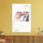 Elegant groen blad foto bruiloft welkom canvas afdruk (Insitu (Woonkamer))