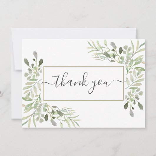 Elegant groen blad moderne script bedankkaart (Voorkant)