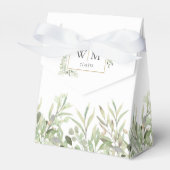 Elegant groen bladmonogram bruiloft bedankdoosjes (Voorkant Zijde)