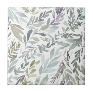 Elegant Groen Blauw Botanisch Aquarel Tegeltje