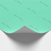 Elegant Groen Blauw Script Calligrafie Naam Cadeaupapier (Hoek)