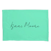 Elegant Groen Blauw Script Calligrafie Naam Kussensloop (Voorkant)