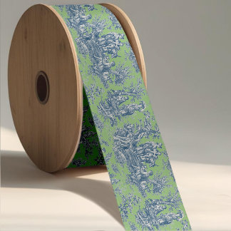 Elegant groen blauw toile de jouy lint