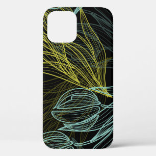 Elegant groen, blauw tulpenpatroon iPhone 12 hoesje