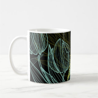 Elegant groen, blauw tulpenpatroon koffiemok
