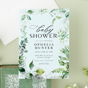 Elegant groen Blauwe lucht Blauw Baby shower Kaart