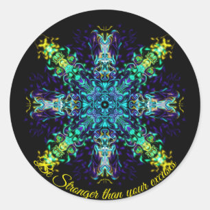 Elegant groen blauwgroen boho retro abstract desig ronde sticker