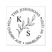 Elegant groen Bloemen bruiloft Logo Monogram Zelfinktende Stempel (Design)