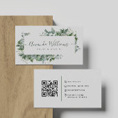Elegant Groen Bloemen QR Code Visitekaartje