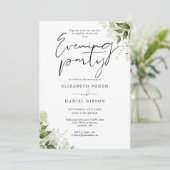 Elegant groen Bloemen Trouwavond Party Kaart (Staand voorkant)