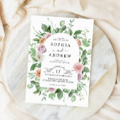 Elegant groen bloemenbruiloft uitnodiging
