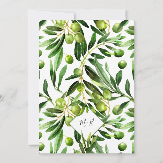 Elegant groen Boho land bruiloft Kaart (Achterkant)