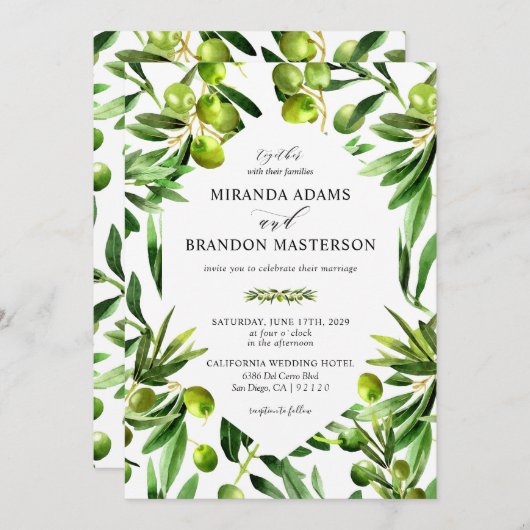 Elegant groen Boho land bruiloft Kaart (Voorkant / Achterkant)