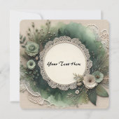 Elegant groen bosframe met bloemen kaart (Voorkant)