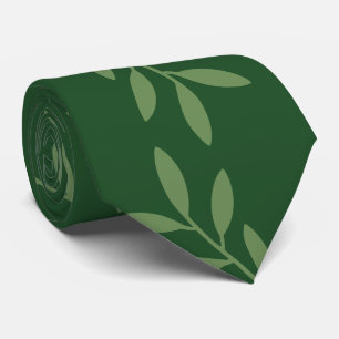 Elegant groen botanisch bladerenpatroon heren stropdas