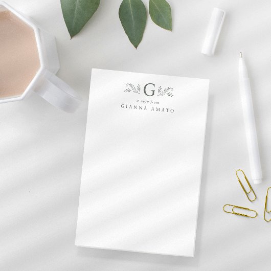 Elegant Groen Botanisch Monogram & Naam Post-it® Notes