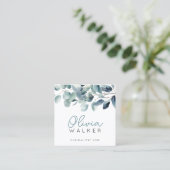 Elegant groen botanisch script naam 2 QR code Vierkante Visitekaartje (Staand voorkant)