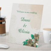 Elegant groen botanisch trouw welkomstbord reclamebord met voetstuk (Insitu)