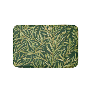 Elegant groen botanisch vintage bladpatroon badmat
