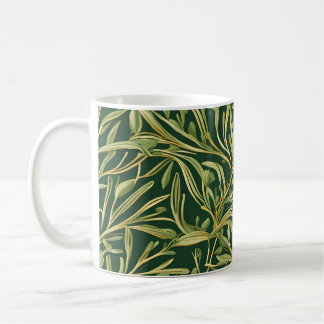 Elegant groen botanisch vintage bladpatroon koffiemok