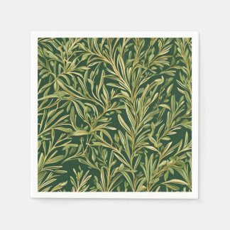Elegant groen botanisch vintage bladpatroon servet