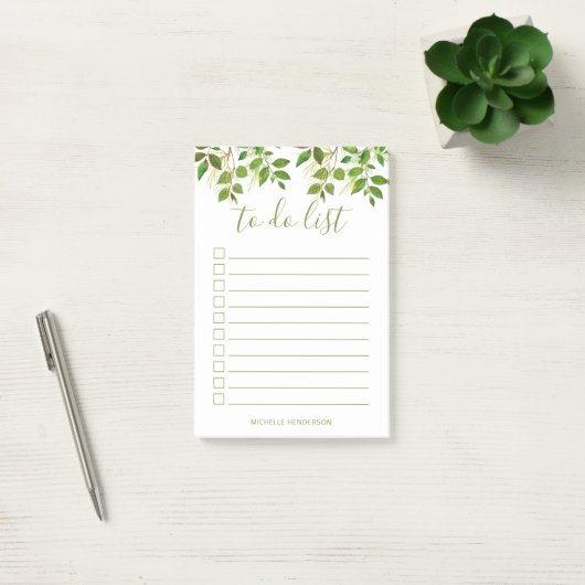 Elegant groen Botanische bruiloft te doen lijst Post-it® Notes (Kantoor)