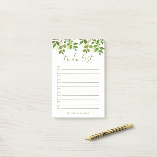 Elegant groen Botanische bruiloft te doen lijst Post-it® Notes (Op bureau)