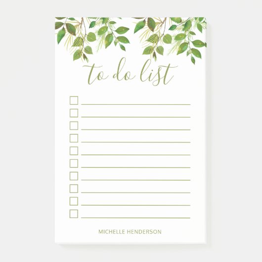 Elegant groen Botanische bruiloft te doen lijst Post-it® Notes (Voorkant)