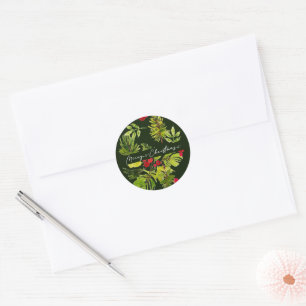 Elegant groen Botanische vakantie Ronde Sticker
