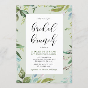 Elegant groen bruids brunch uitnodiging