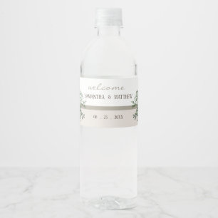 Elegant groen bruiloft geheugen waterfles etiket