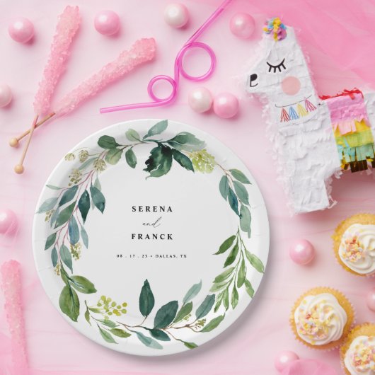 Elegant groen bruiloft papier Bord (Feest)